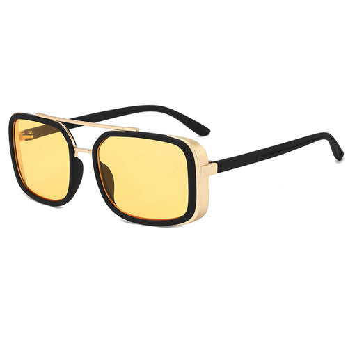 MOSCOW | Black On Black/Yellow Rectangle Oversized Sunglasses  