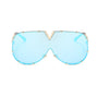 LA VOGUE | Gold On Pink Smoke Mirror Oversized Rounded Sunglasses