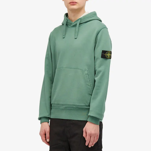 Stone Island Cotton Fleece Garment Dyed Hoodie