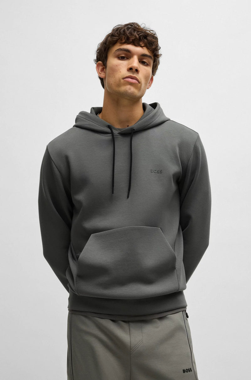 Stretch-cotton hoodie with sandwich logo