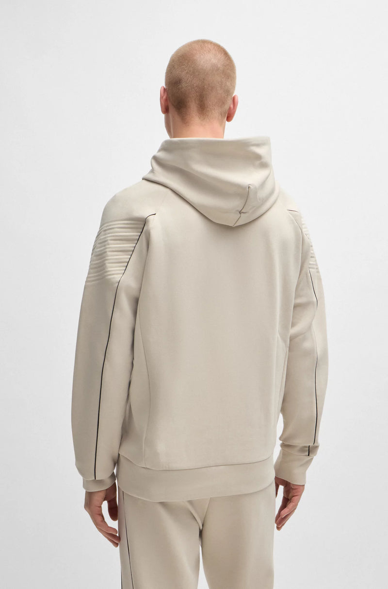 Stretch-cotton zip-up hoodie with embossed artwork