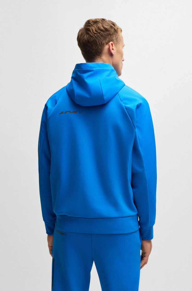 Cotton-blend zip-up hoodie with decorative reflective logo