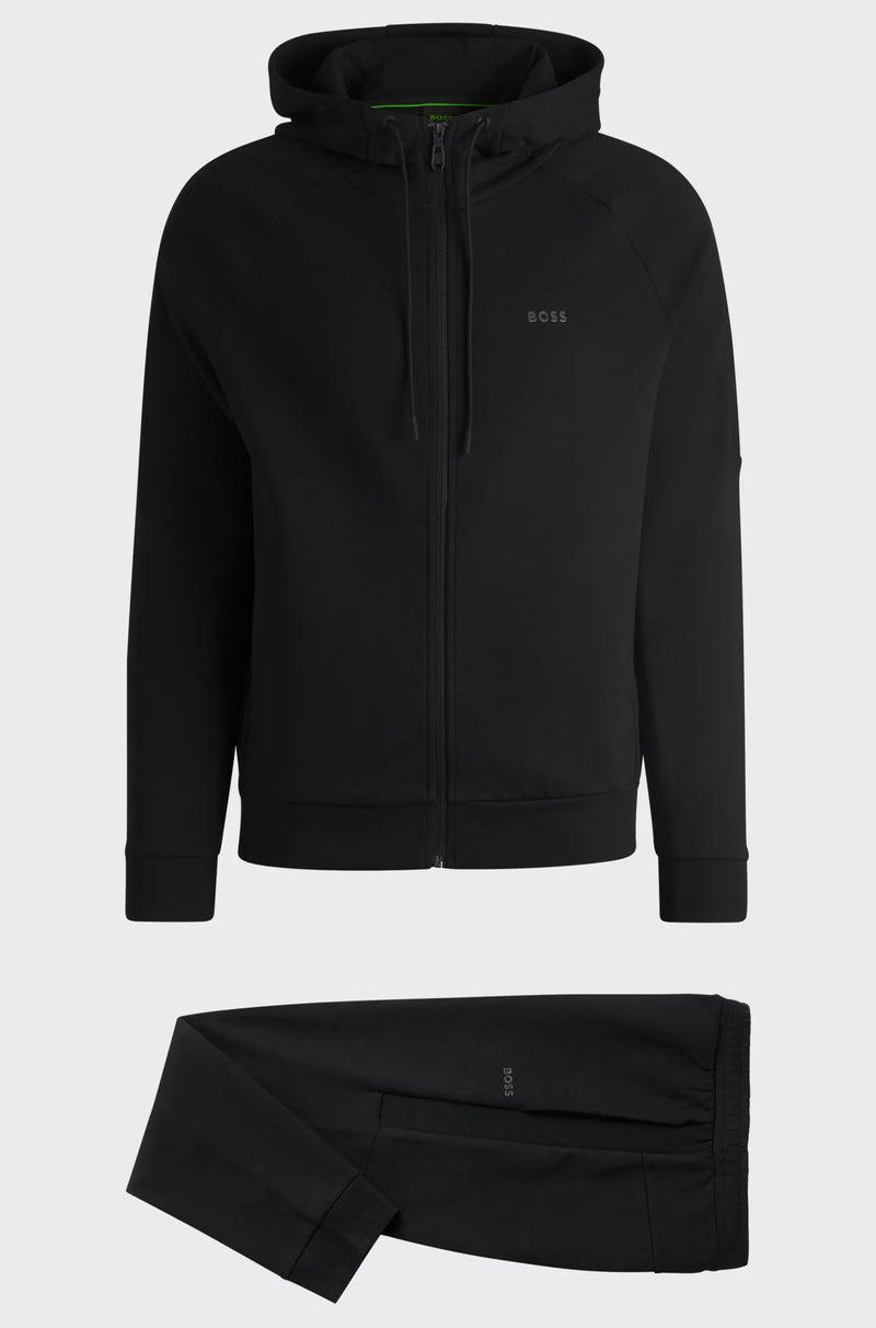 Stretch-cotton tracksuit with logo prints