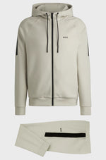 Stretch-cotton tracksuit with logo prints