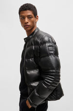 Nappa-leather regular-fit jacket with mixed quilting