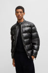 Nappa-leather regular-fit jacket with mixed quilting