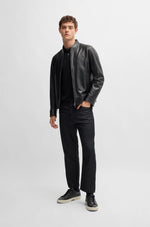 BOSS x ASTON MARTIN leather jacket with water-repellent finish