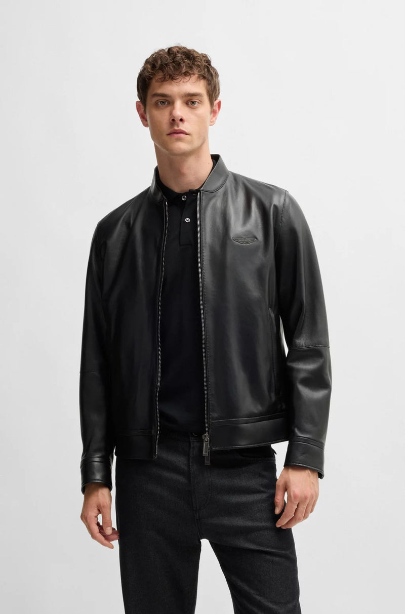 BOSS x ASTON MARTIN leather jacket with water-repellent finish