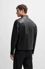 BOSS x ASTON MARTIN leather jacket with water-repellent finish