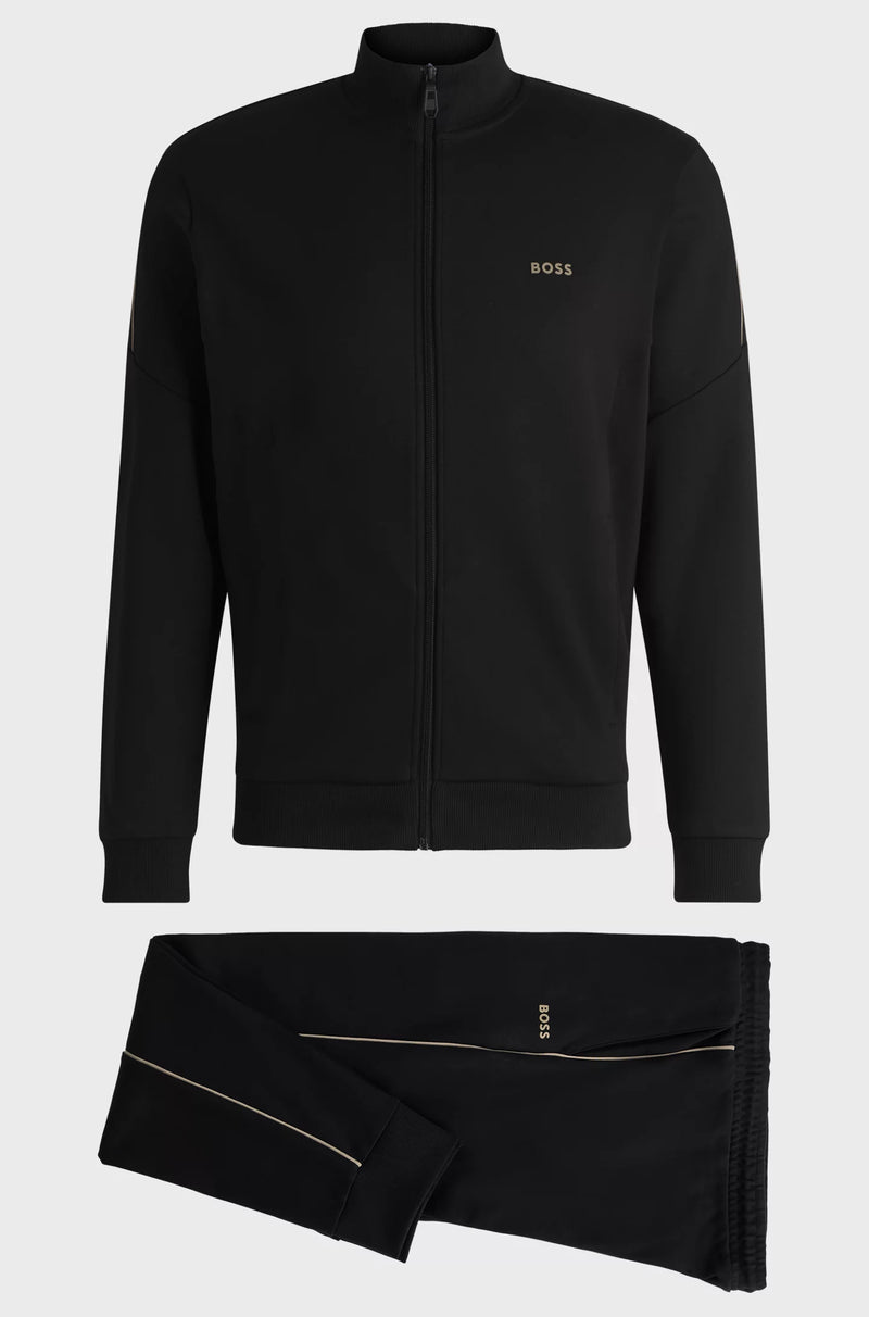 Interlock-cotton tracksuit with logo details