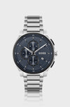 Stainless-steel chronograph watch with matte-blue dial