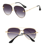 MYKONOS | Gold On Black Smoke Oversized Aviator Sunglasses | Metal Bee