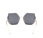 Gold On Black Geometric Oversized Sunglasses 