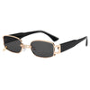 OBSESSION | Black/Gold On Black Rectangular Sunglasses | Gold Chain