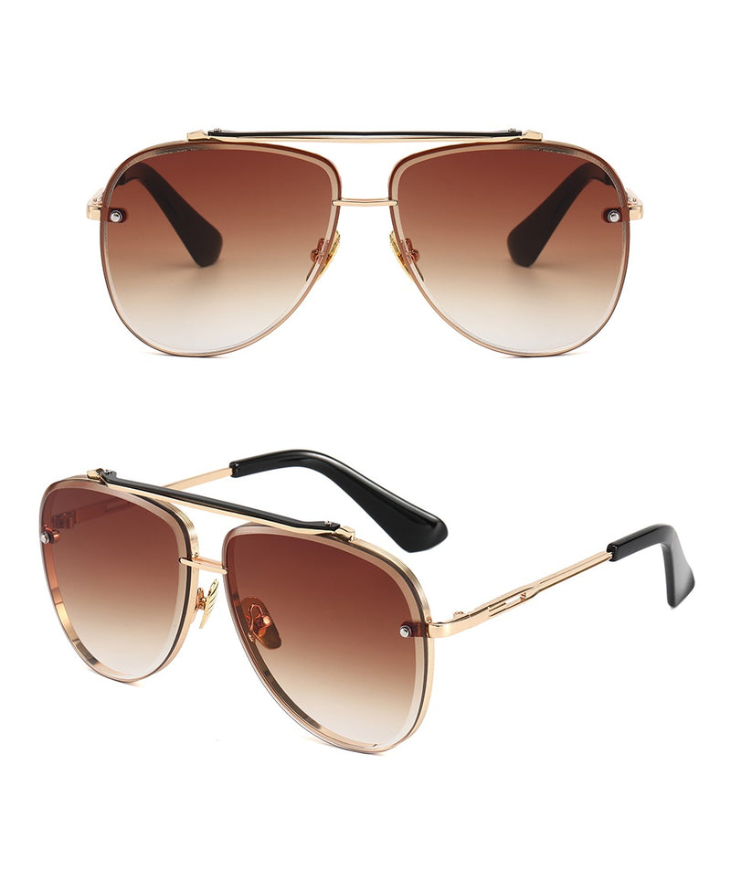MONTANA | Gold On Brown Smoke Oversized Aviator Sunglasses