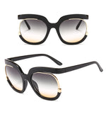 VALENCI | Black On Black/Orange Smoke Round Oversized Sunglasses  