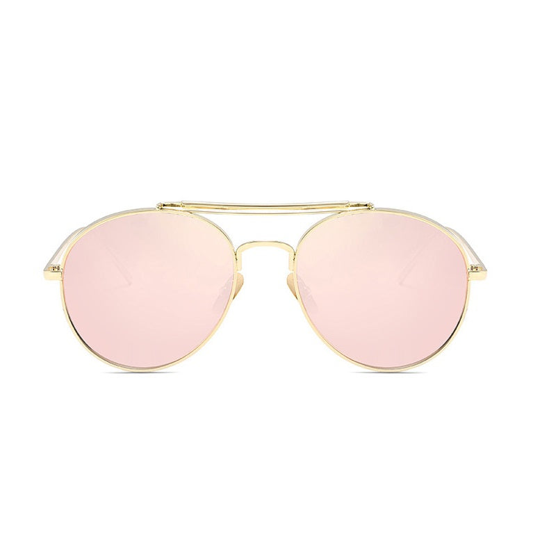 SAVAGE | Gold On Pink Flash Mirror Rounded Sunglasses 