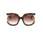 VALENCI | Black On Brown Leopard Smoke Round Oversized Sunglasses  