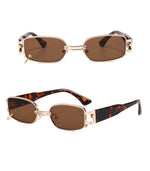 OBSESSION | Leopard/Gold On Brown Rectangular Sunglasses | Chain | Retro