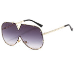 LA VOGUE | Gold On Purple Smoke Mirror Oversized Rounded Sunglasses