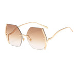 KHALISSI | Gold On D Brown/L Brown Geometric Oversized Sunglasses 