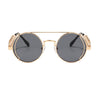 MILAN | Gold On Black Mirror Rounded Sunglasses 