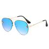 MYKONOS | Gold On Sky Blue Mirror Oversized Aviator Sunglasses | Metal Bee