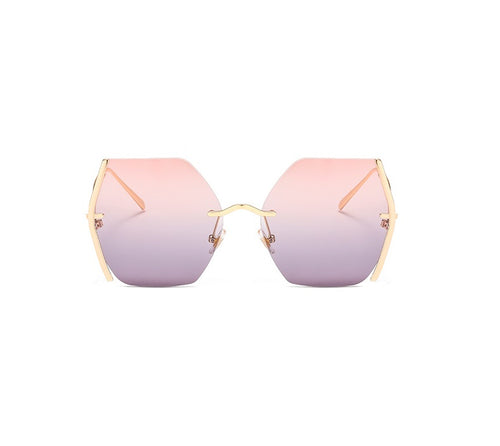 KHALISSI | Gold On Pink/Grey Geometric Oversized Sunglasses 
