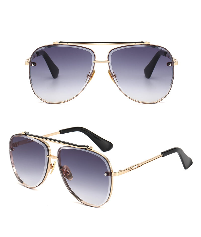 MONTANA | Gold On Black/White Smoke Oversized Aviator Sunglasses