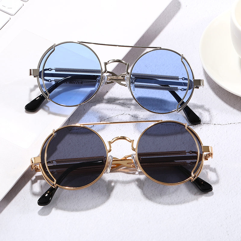 MILAN | Gold On Black Mirror Rounded Sunglasses 