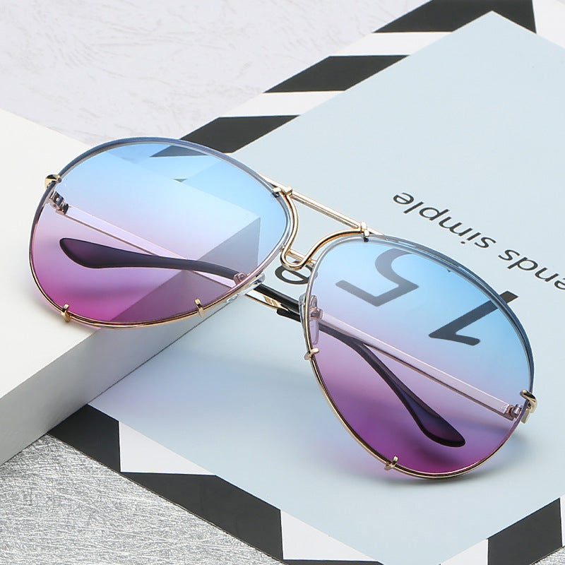 SAVANNAH | Gold on Blue/Purple Oversized Aviator Sunglasses | Two Tone