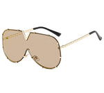 LA VOGUE | Gold On Brown Mirror Oversized Rounded Sunglasses