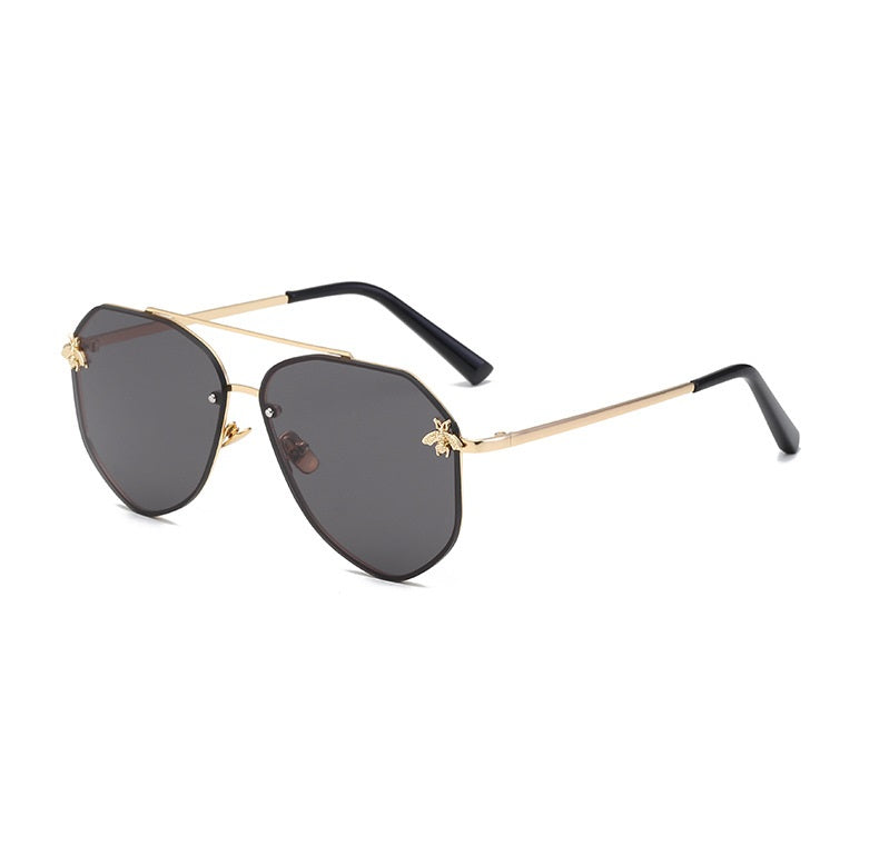 Gold On Black Oversized Aviator Sunglasses