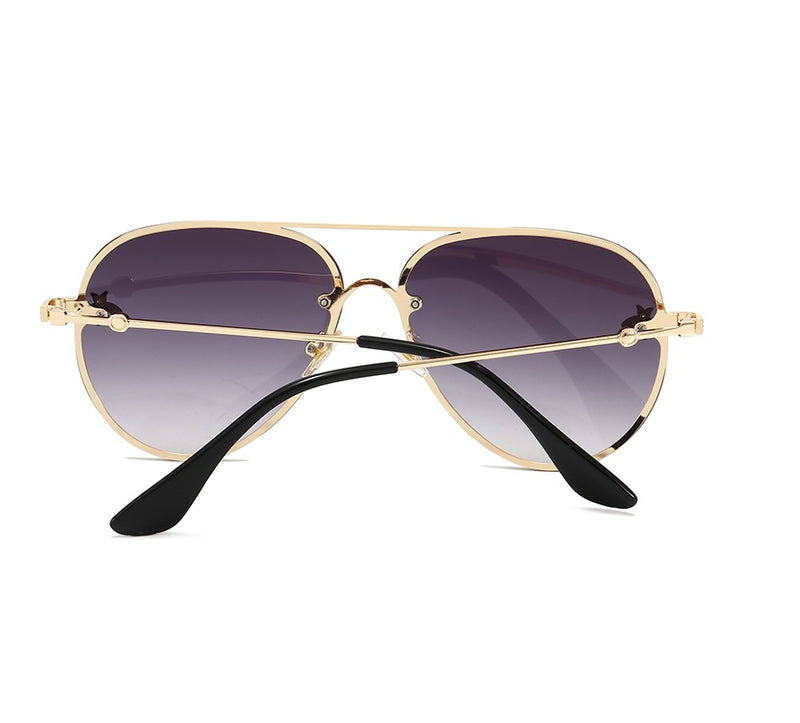 MYKONOS | Gold On Black/White Oversized Aviator Sunglasses